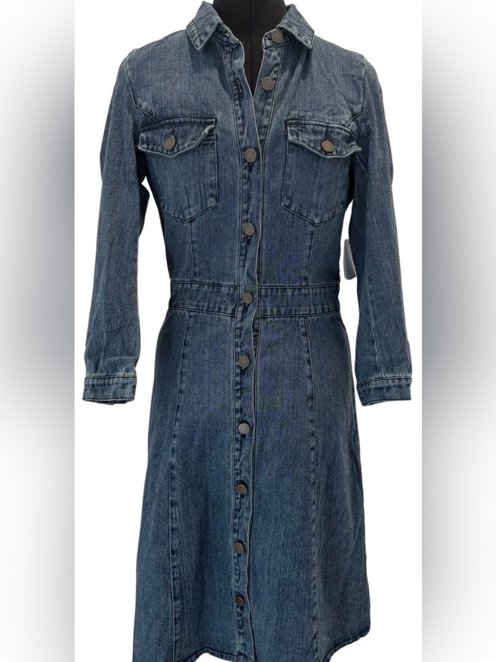 JustFab Women’s 100% Cotton Long Sleeve Blue Denim Button-Up Dress, Size XS, NWT